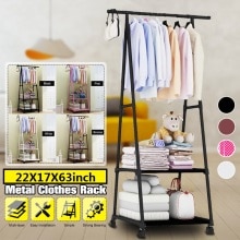 Removable Bedroom Hanging Clothes Rack with Wheels Floor Standing Coat Rack Multi-function Modern Triangle Coat Wardrobe Hanger