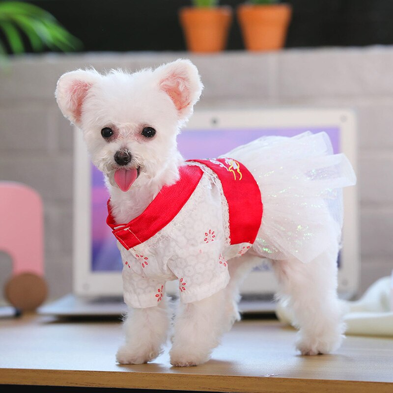 HOOPET-vestido de verano para perro, disfraz de perro, ropa, vestido, falda para perro pequeño, ropa de cachorro mascota