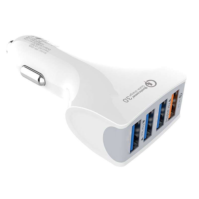 12v usb bil cigarettænderstik opladning til telefon  qc 3.0 hurtigoplader universal biler usb splitter auto mobil opladning: Hvid 1pc oplader
