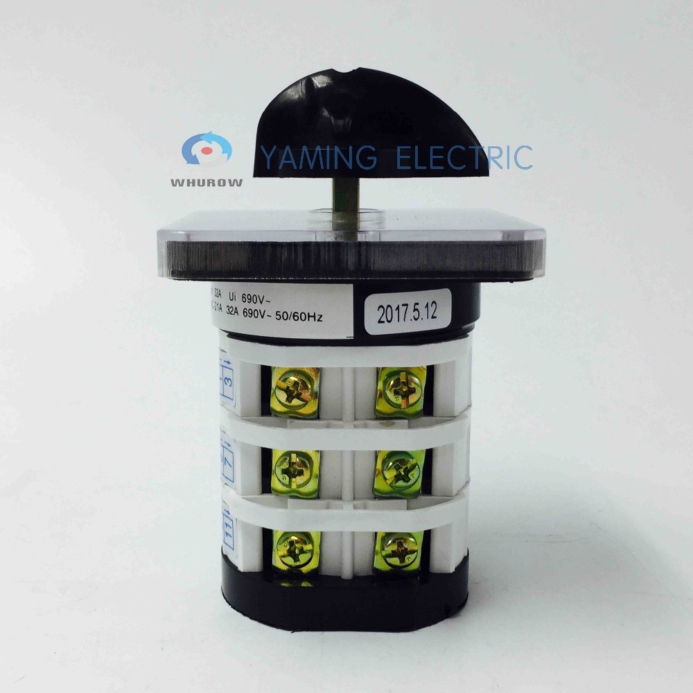 3 phase change over switch 32A 3 poles 3 position manual transfer selector on-off-on rotary cam switch YMZ12-32D0723.3