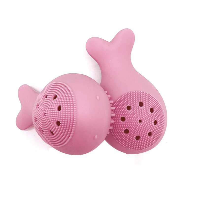 1pcs Silicone Small Whale Wash Brush Whale Cleansing Brush Cleansing Instrument Clean Nose Brush Cleansing Tool: Pink(opp bag)