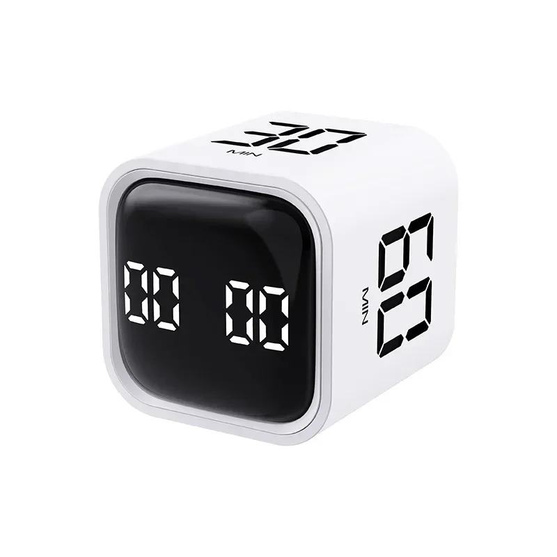 Productivity Cube Timer Gravity Sensor Flipping LED Display 4 Preset Time Dual Modes Countdown Cooking Study Mini Digital Timer: black