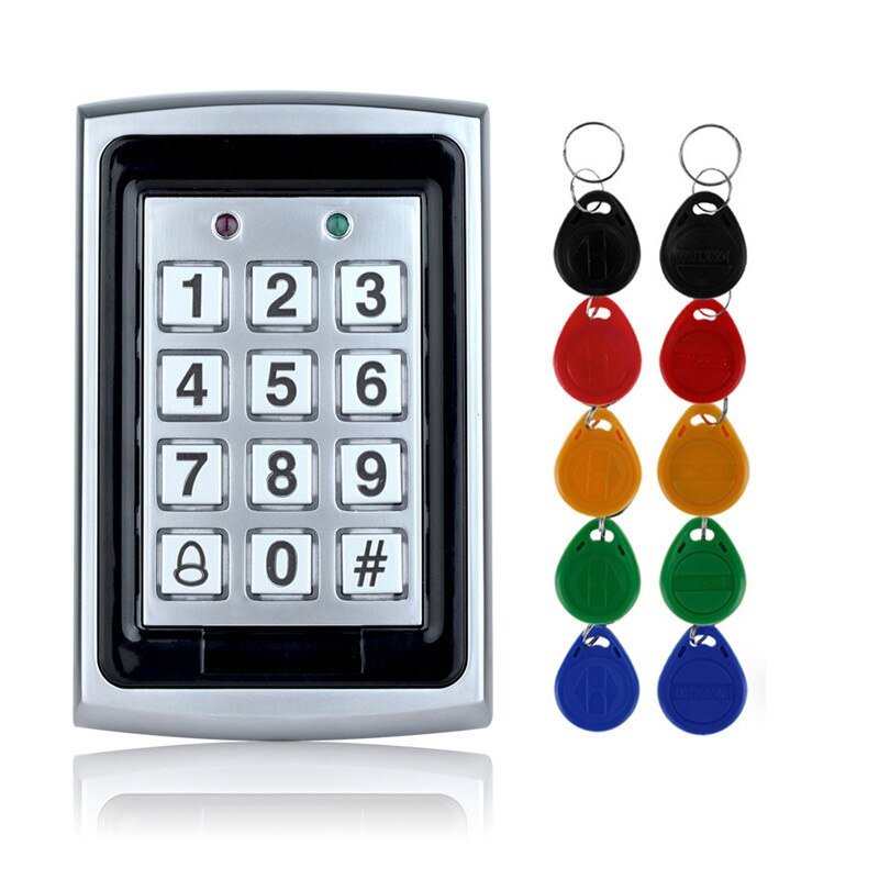 RFID Metall Zugriff Kontrolle em Kartenleser Tastatur mit 10 em4100 keyfobs wasserdichte protecter abdeckung Für Tür Zugriff Kontrolle System: Tastenfeld mit 10 Schlüssel