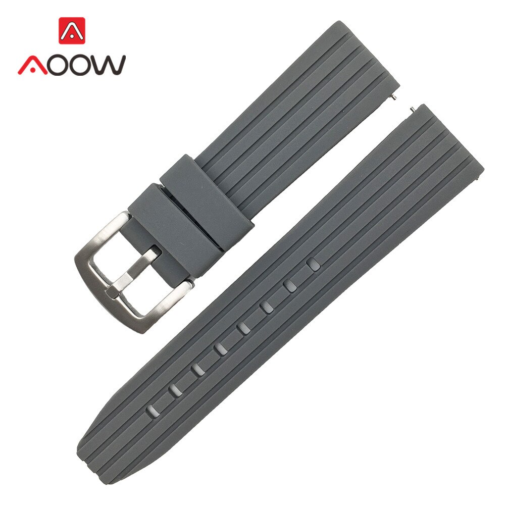 Pulseira de relógio de silicone de 20mm 22mm 24mm, pulseira para samsung galaxy watch 42mm 46mm à prova d' água, liberação rápida pulseira bracelete preto azul: Grey / 24mm
