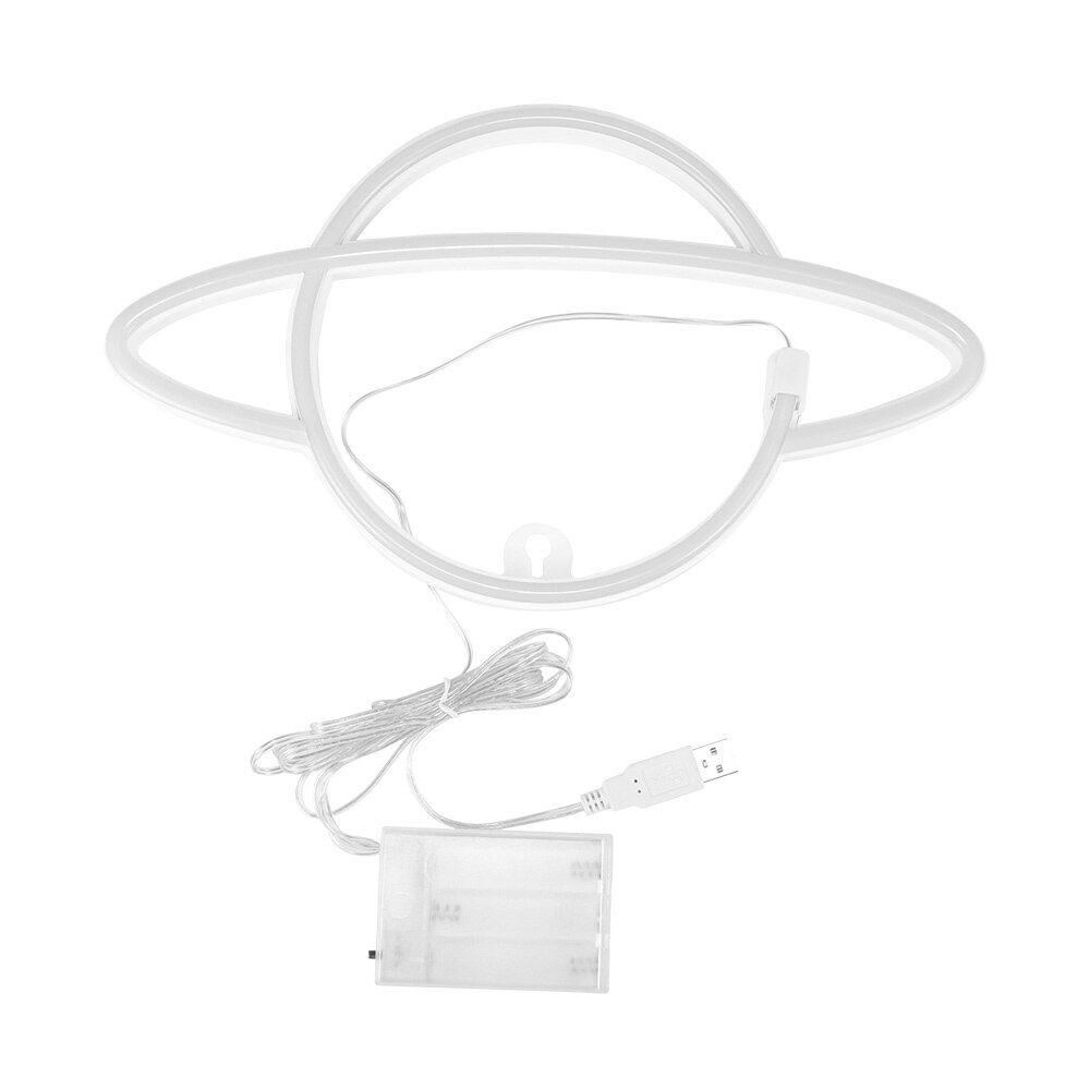 Blue And Pink/Blue/Pink LED Planet Neon Lamp USB Night Lamp Christmas Home Room Party Decorative Wall Light Kid