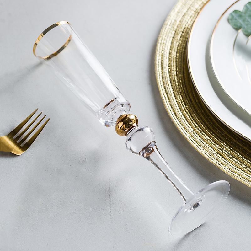 European Style Ripple Gold Red Wine Glass Goblet Champagne Cup Palace Restaurant Family Crystal Wine Drinkware