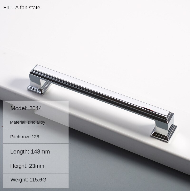 Cabinet Handles Modern Cabinet Handle Square Furniture Hardware Stainless Steel Kitchen Door Knob Cupboard Wardrobe Drawer Pulls: 128-Bright chrome