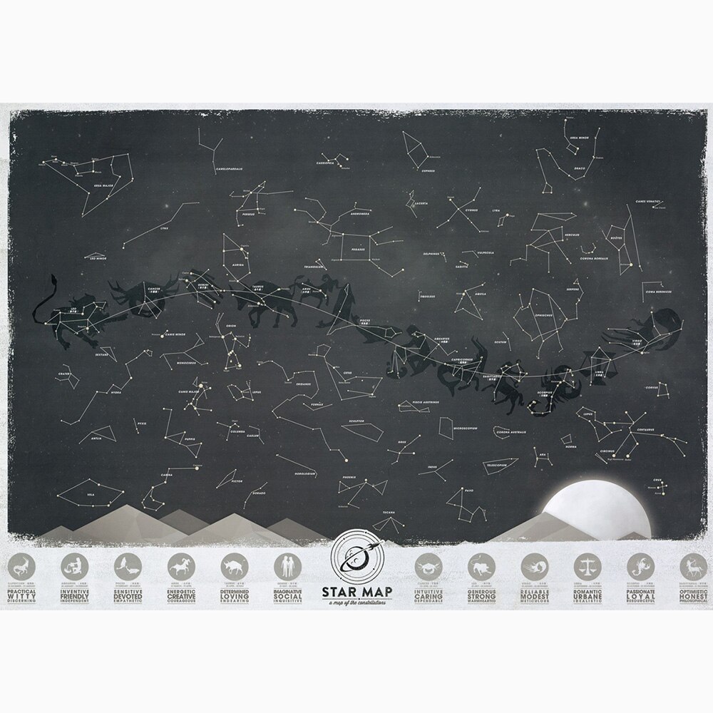 Night Sky Constellations Star Map - 75287056