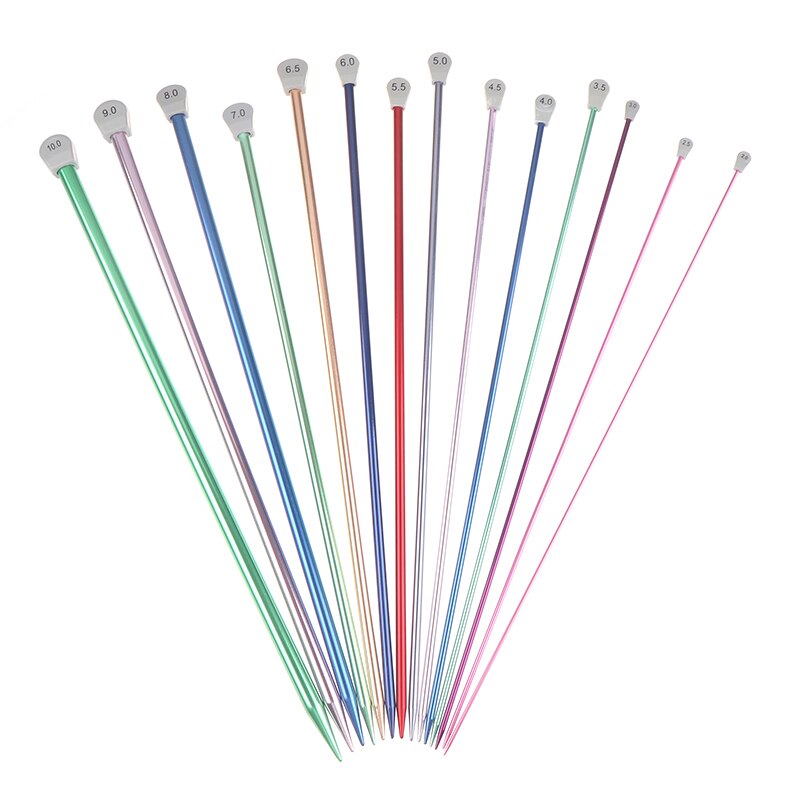 2 stuks/set enkelpuntige breinaalden spelden rechte aluminium diy weefgereedschap lange trui sjaal naald