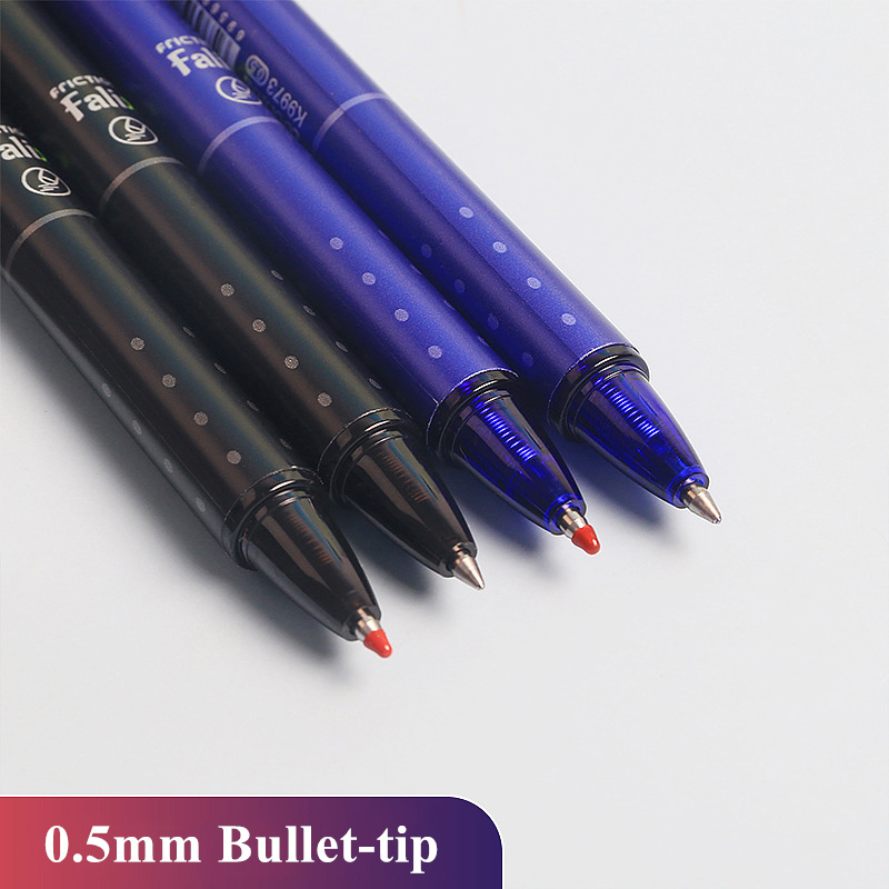 Juego de bolígrafos de Gel borrables retráctiles de 0,5mm con recargas, tinta de Gel negra y azul, borrador incorporado, suministros de oficina, Kit de papelería para exámenes