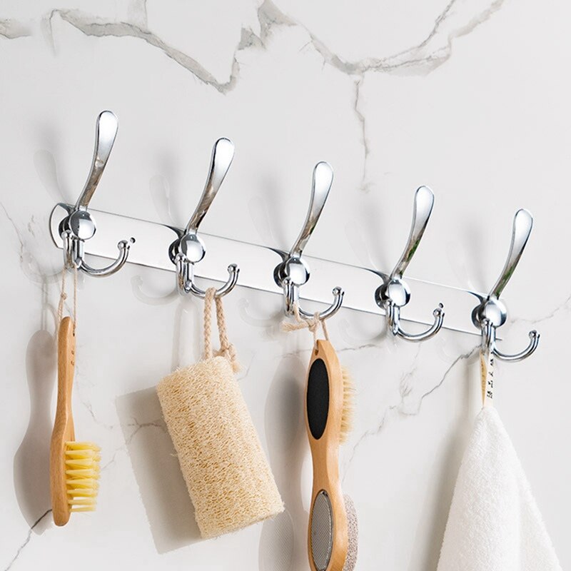 Rvs 5 Haken Wall Mount Kapstok Handdoek Jas Hoed Deur Hanger Rack