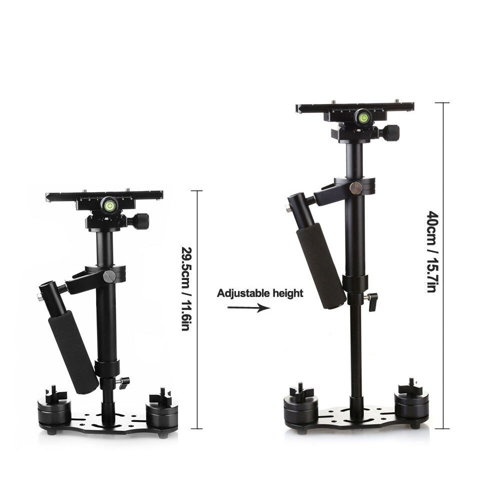 Estabilizador de mano de aleación de aluminio de 15.7 pulgadas/40cm, placa de zapata rápida con tornillo de 1/4, 3/8 pulgadas, con nivel de burbuja para Canon, Sony, Nikon