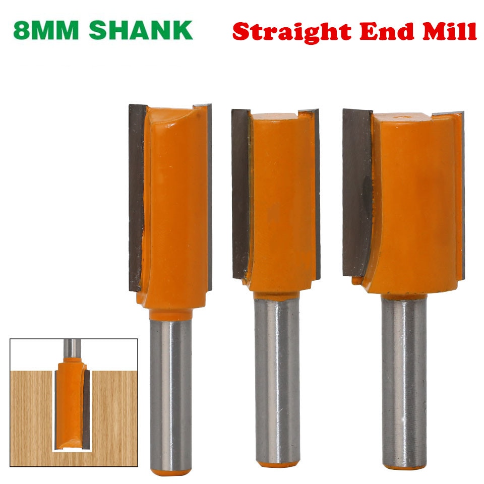 1pc 8mm Shank Straight Long Blade Flush Trim Wood Router Bit Industrial Grade Two Flute Woodworking Milling Cutter