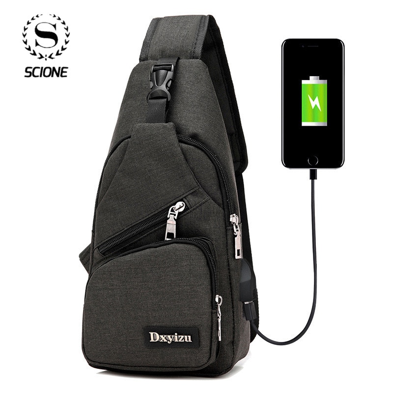 Scione Sport USB charge sacs à bandoulière pour hommes messagers sac Oxford court voyage sacs à bandoulière pour hommes Anti-vol poitrine sac