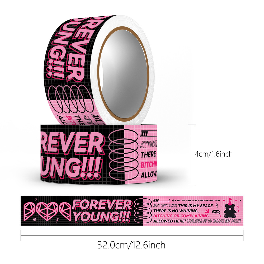 Kreative jubeln hoch Kreisförmige Aufkleber Band Englisch Lange Streifen Klebeband Aufkleber Wasserdichte Dichtungsbänder Geschenkbox Dekorativ 4 cm * 5 Mt: Rosa