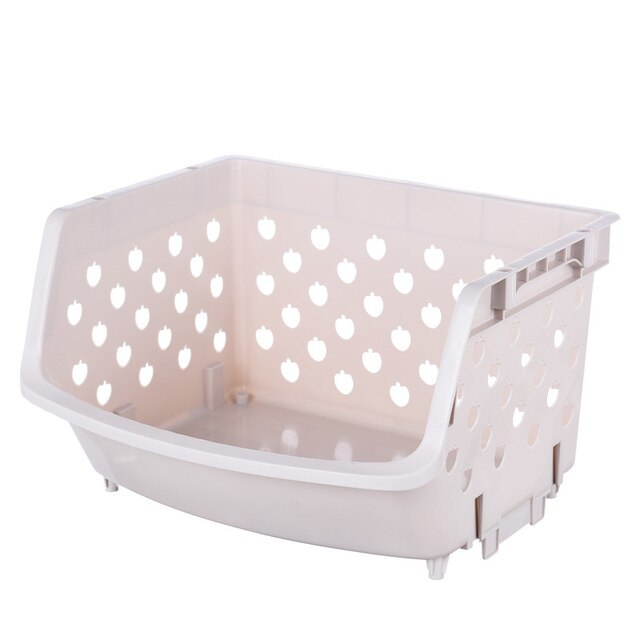 1Pcs Plastic Can Be Stacked Storage Basket Fruit And Vegetables Holders Rack Store Many Debris Kitchen Tools FY0047: Gray