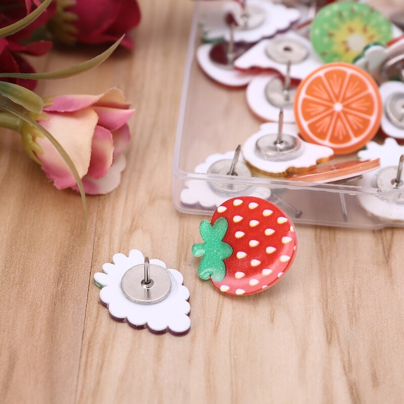 Chinchetas decorativas para oficina, chinchetas bonitas para frutas y verduras, pines para pared de fotos, mapas, suministros escolares y de oficina, 30 Uds.