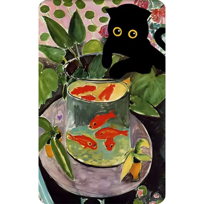 Funny Art Matisse Monet Black Cat Van Gogh Refrigerator Magnet,suitable for Home Kitchen,refrigerator Wall Door,officedecoration: light yellow