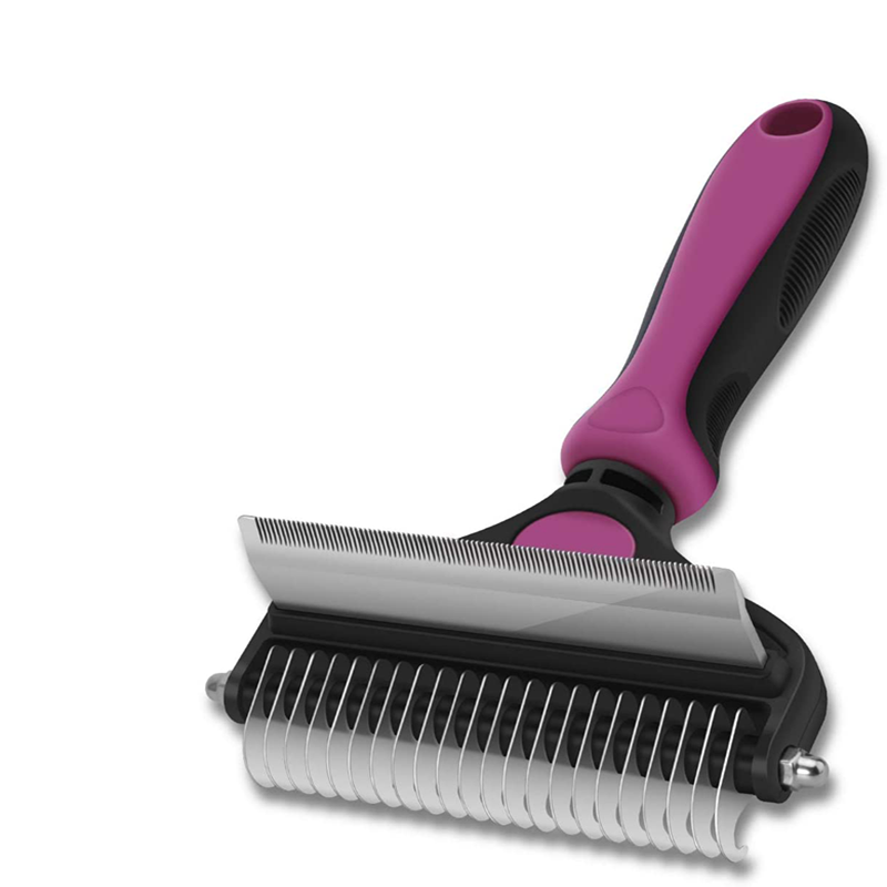 Huisdier Nette Hond Borstel En Kat Borstel 2 Zijdig Pet Grooming Tool Voor Deshedding Matten Klitten Verwijderen Geen Meer Nasty en Vliegende Haar: Roze