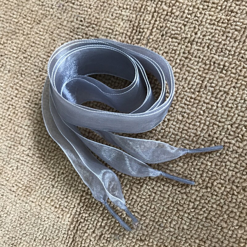 Zapatos deportivos con cinta de Organza para mujer, zapatillas planas con lazo, Cordones informales, 140cm: Grey