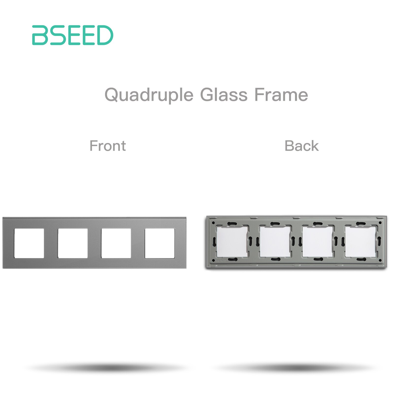 BSEED EU Standard Wall Glass Frame DIY Parts For Light Switch Sockets Metal Plate Included Crystal Panel Only 86/157/228mm: Dark Grey