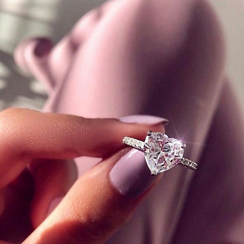 Anillo de compromiso brillante con incrustaciones para mujer, sortija de compromiso con personalidad, de amor para novia