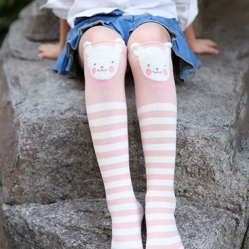 Chaussettes hautes en coton pour bébé filles chaussettes longues dessin animé mignon enfants chaussettes enfant en bas âge chaussettes de danse jambières pour les filles de 3-12 ans chausette bebe fille chaussette garc
