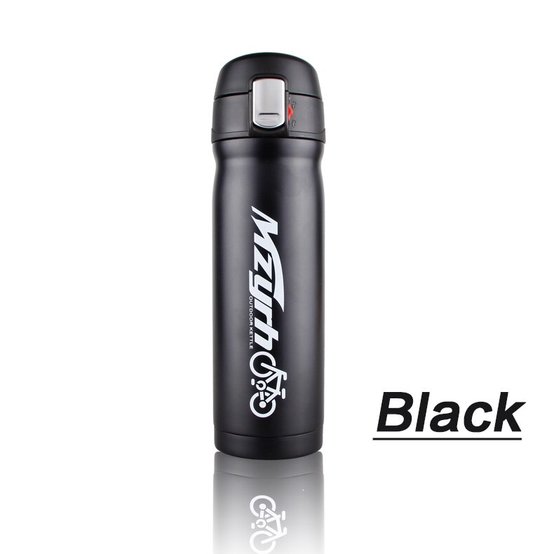 450ml mountain bike equitação da bicicleta garrafas de água dupla garrafa térmica aço inoxidável chaleira garrafa de bebida aço inoxidável: Black Bottle