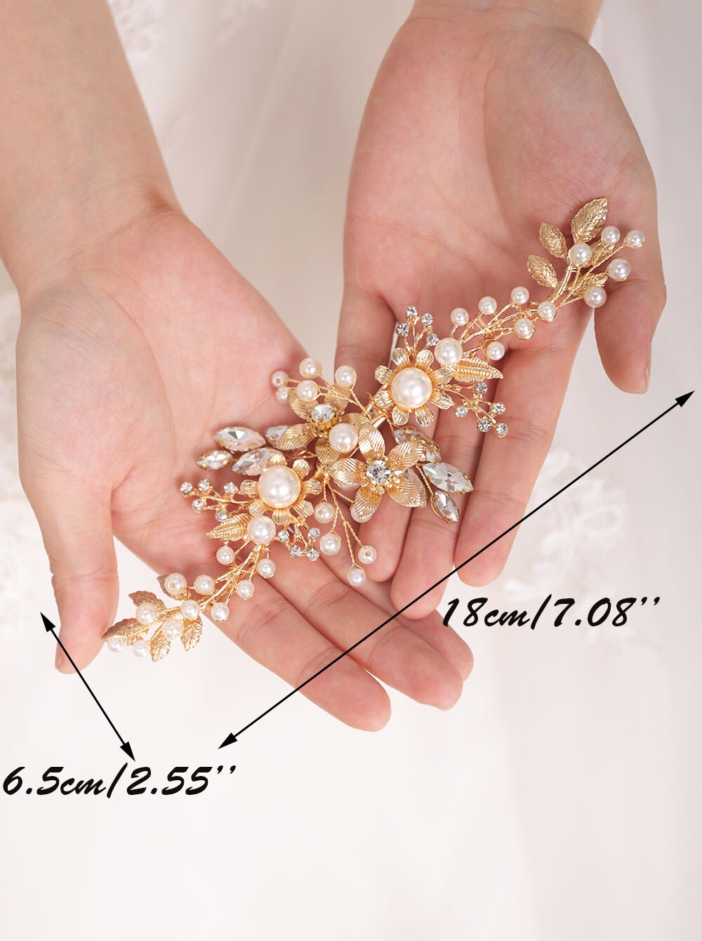 Ling & Bai 2 stuks diamanten strass haarclips zilveren bruiloft Ling & Bai 2 stuks diamanten strass haarclips zilveren bruiloft