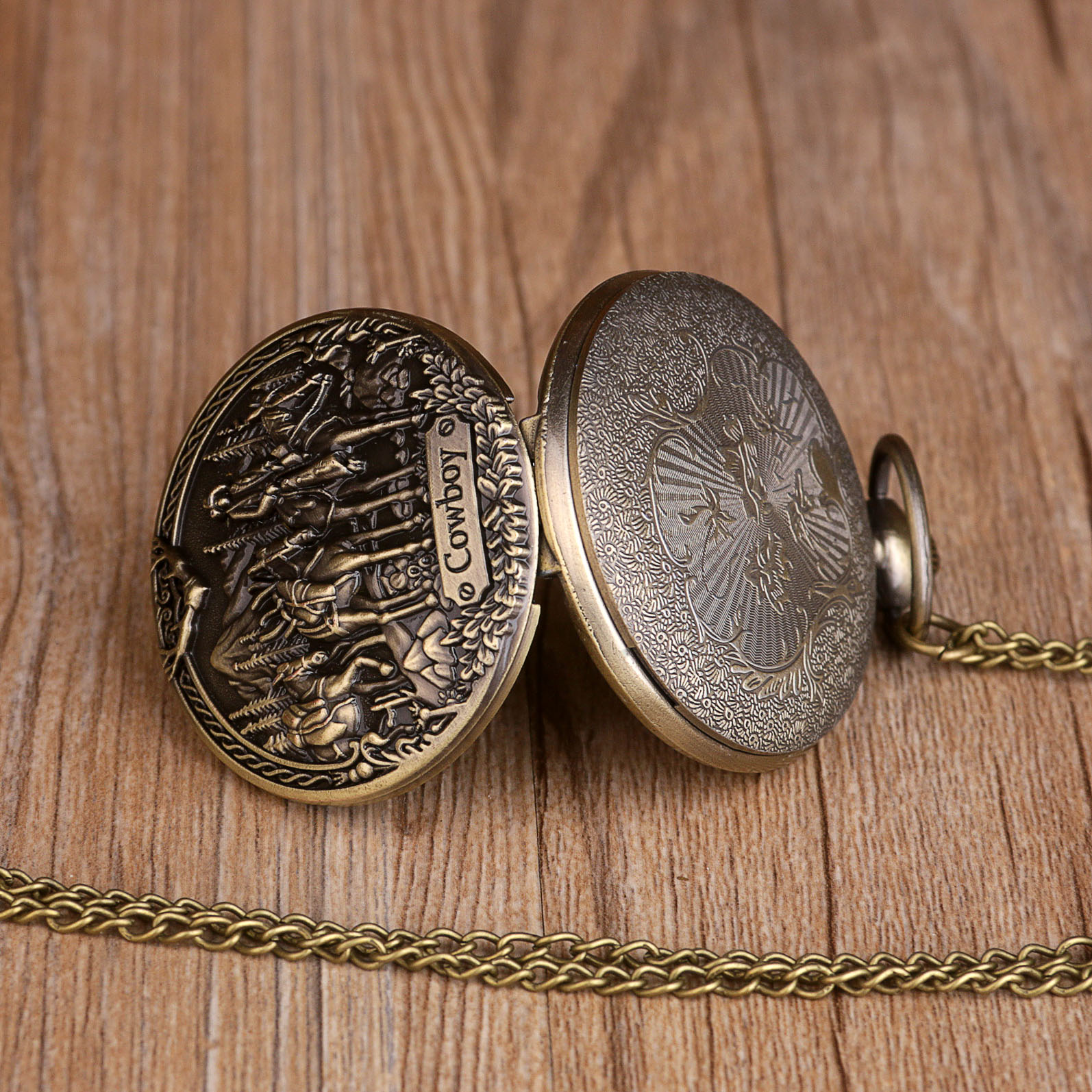 Excellanc Taschenuhr Mit Kette - Vintage Pferde Design Analog Quarz Uhr