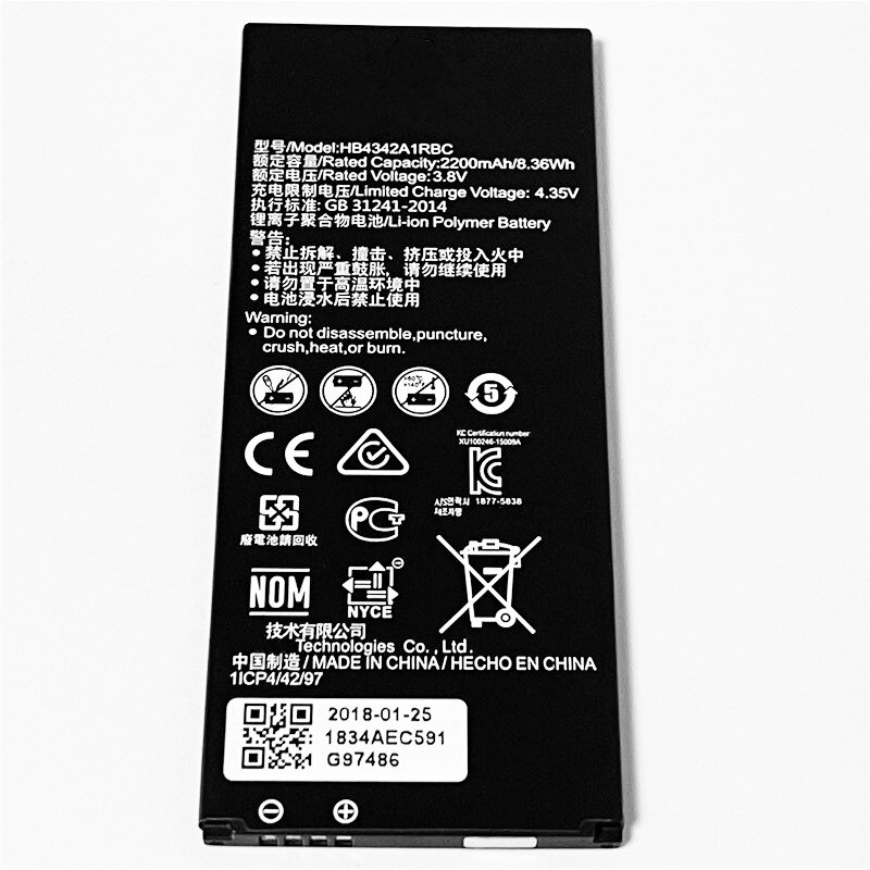 3.8V 2200mAh HB4342A1RBC For Huawei Y5II CUN-L01 CUN-L02 CUN-L03 CUN-L21 CUN-L22 CUN-L23 CUN-L33 CUN-U09 CUN-U19 CUN-U29 Battery