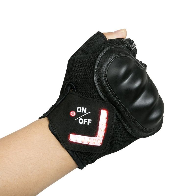 Intelligente LED Blinker Warnung Licht draussen Reiten Handschuhe Männer Frauen Fahrrad Radfahren Outfit Taktik Handschuhe: Schwarz / XL