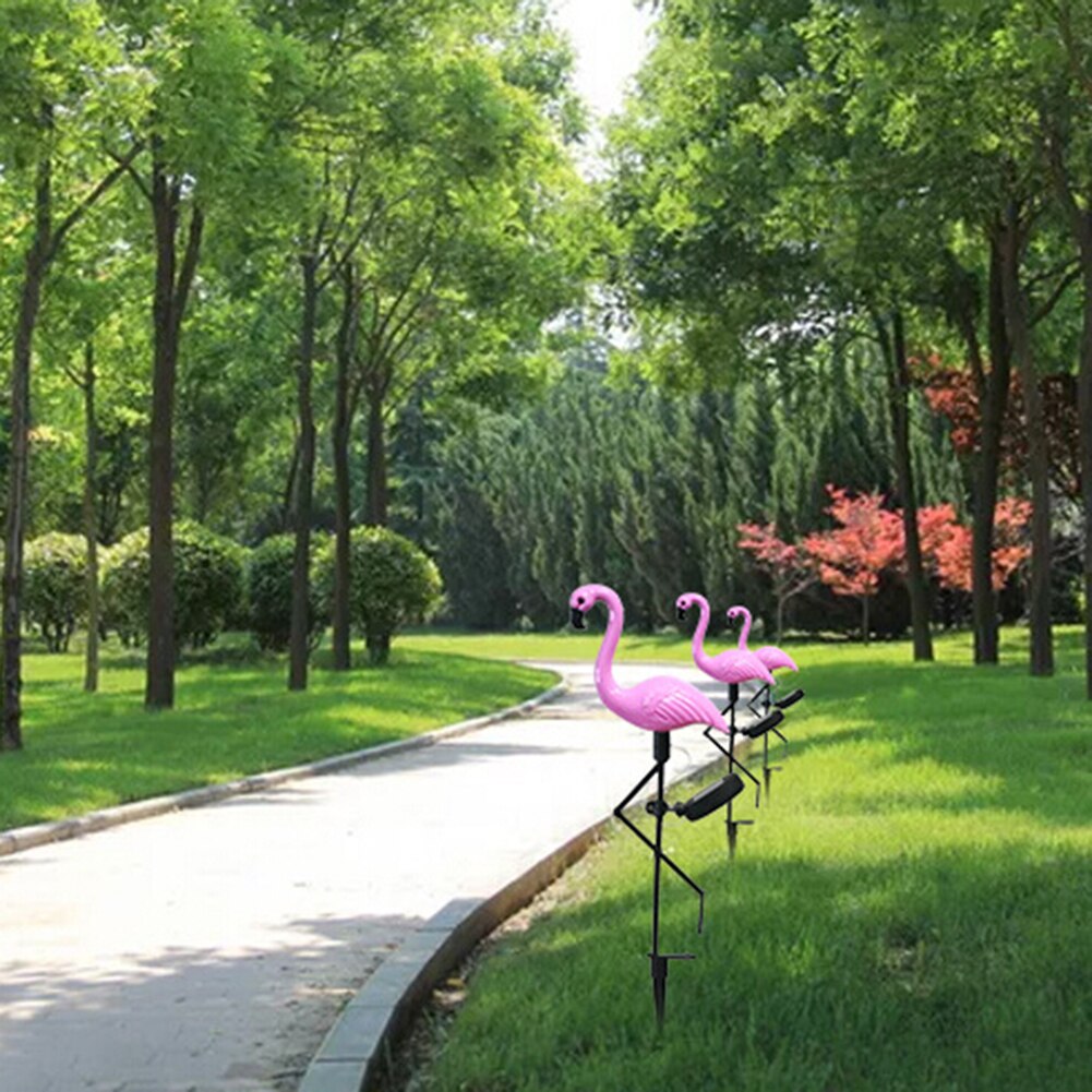 Solar Powered Flamingo Stake LED Light Waterproof Pathway Garden Lawn Yard Lamp Garden Supplies Garden Decor