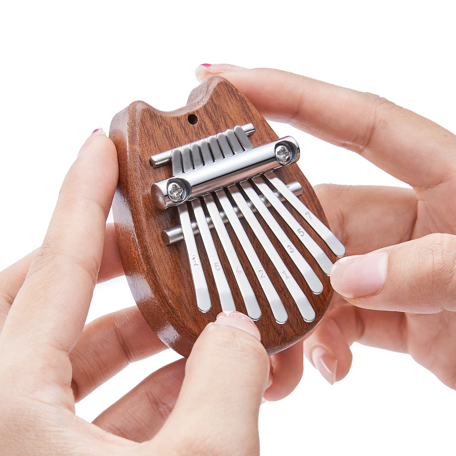 Mini Kalimba 8 Key Thumb Piano 1 Pack Water Style Cute Instrument Portable Exquisite Set for Kids: Silver