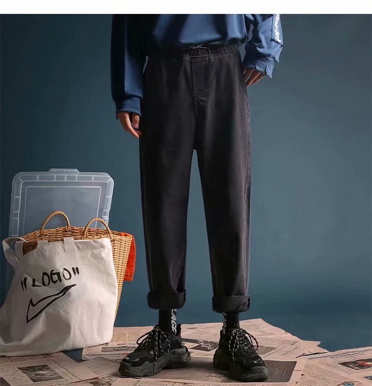 Mænds bukser elastiske mænd cool løse joggers skinny jeans bukser mænd bælte mænd streetwear