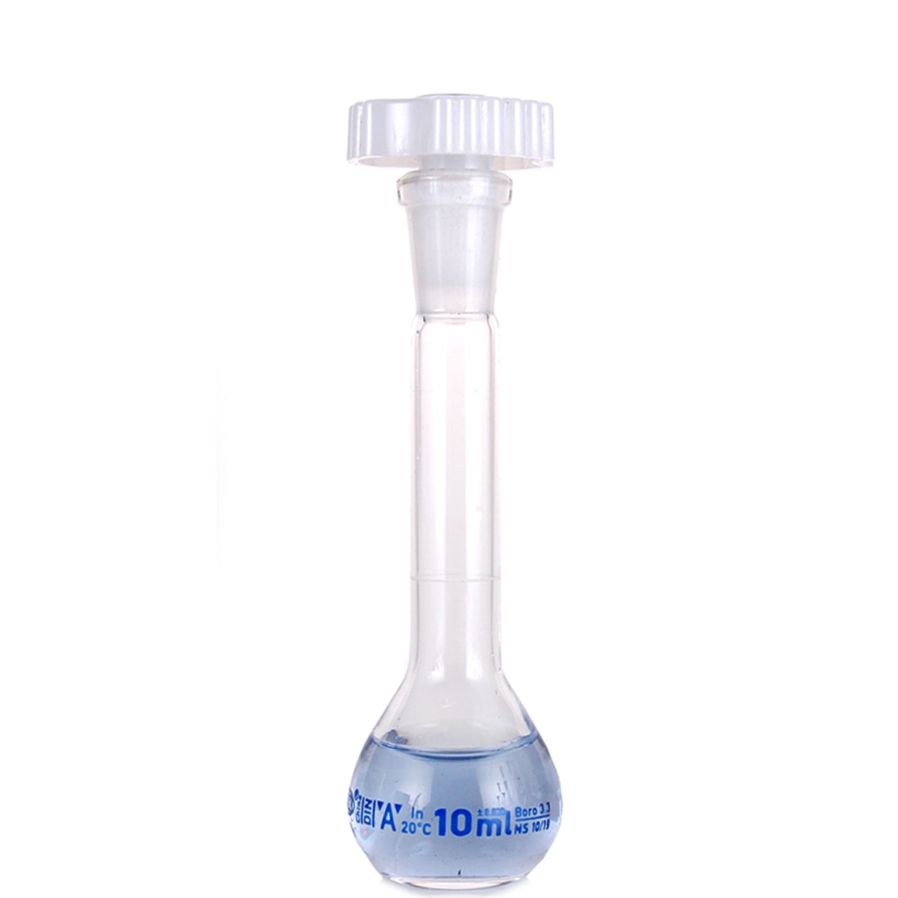 10 ml Transparante Lab Borosilicaatglas Maatkolven met plastic Stopper Kantoor Lab Chemie Clear Glaswerk Supply