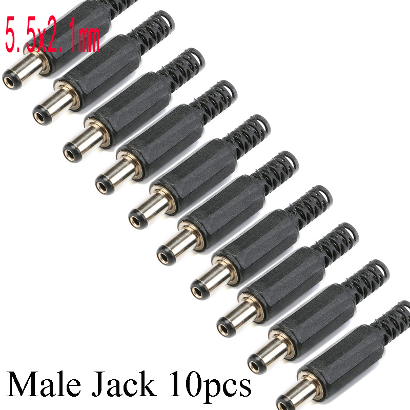 10Pcs DC 5.5x2.1mm 3.5x1.3mm 2.1 2.5 Connectors DC Power Plug Male Female Jack Socket Nut Panel Mount DC Power Adapter Connector
