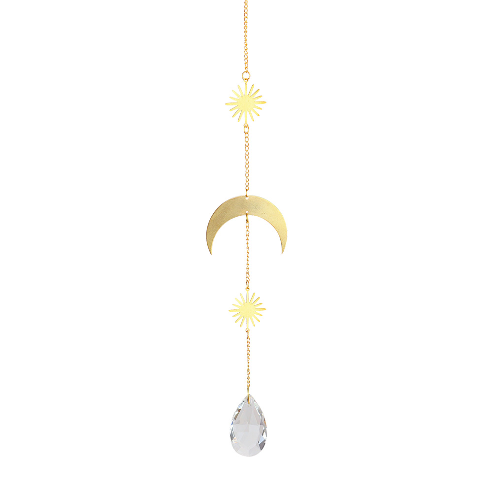 Crystal Wind Chime Star Moon Pendant Geometric Sun Catchers Gold Plated Hanging for Garden Window Wedding Curtain Decor: 63