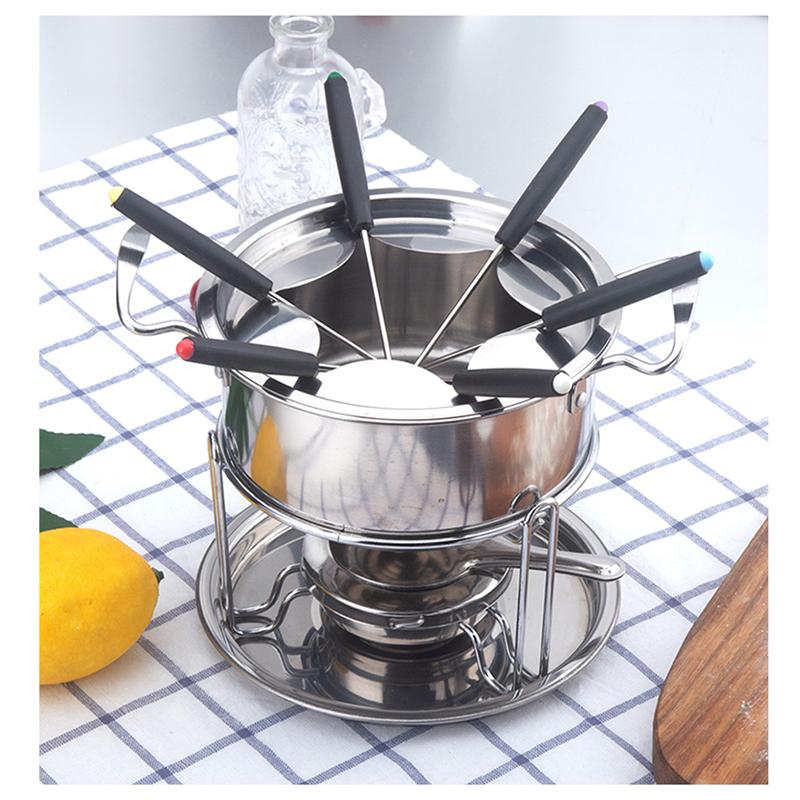 10 unids/set máquina de fundir Chocolate de acero inoxidable máquina de fundir conjunto de Chocolate Fondue de queso para casa Cafe cocina Accesorios