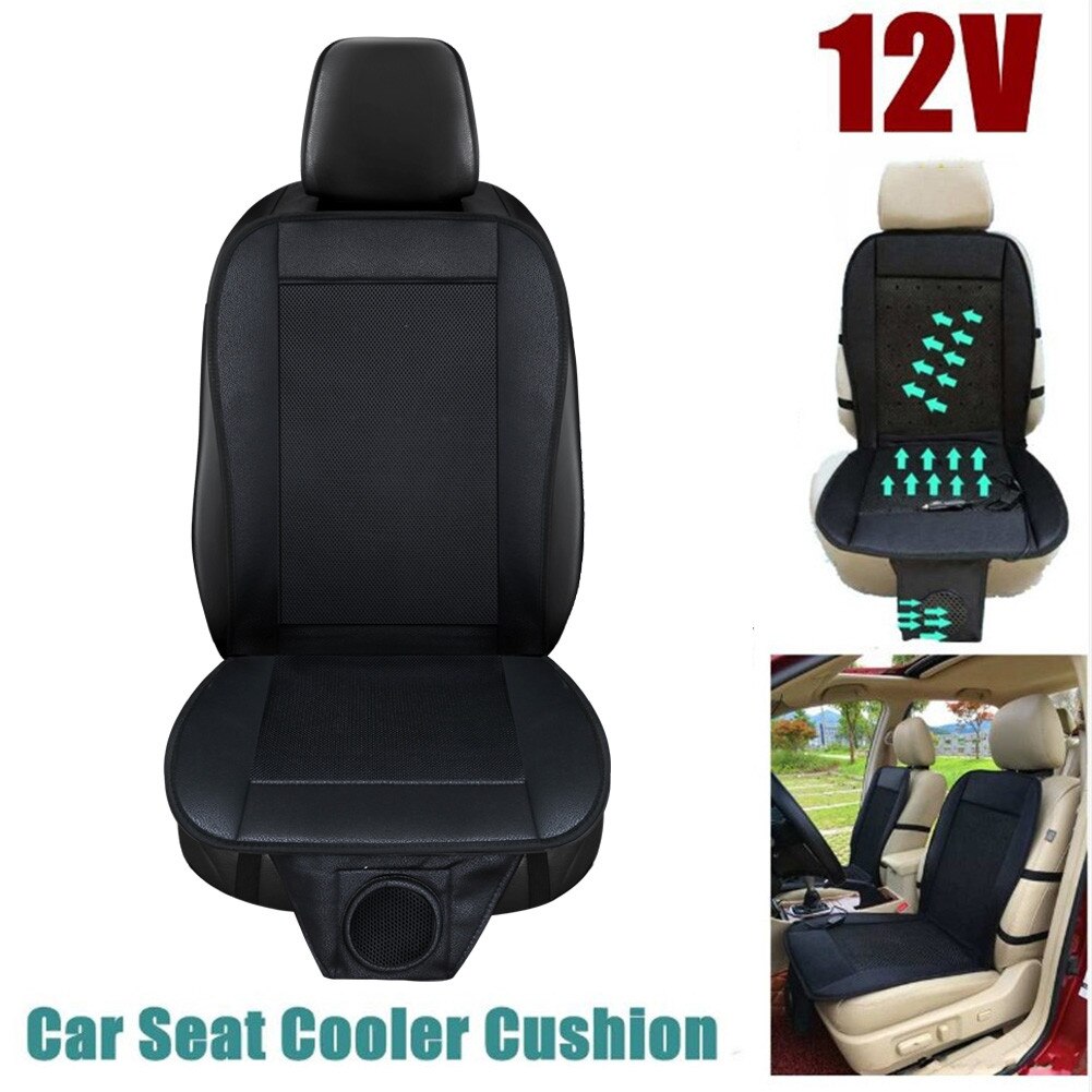 12V Summer Cooling Car Seat Cushion Cover With Built-in Air Ventilated Fan Conditioned Cooler Pad 2 Speed Adjustable