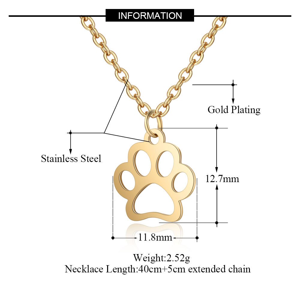 Titanium Steel Dog Paw Print Necklace Female Paw Simple Stainless Steel Pendant Necklace