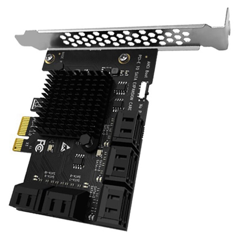 10 Port SATA 3.0 to PCIe X1 Expansion Card PCI Express SATA Adapter SATA3 6G Converter with SATA Cable for PC, Server