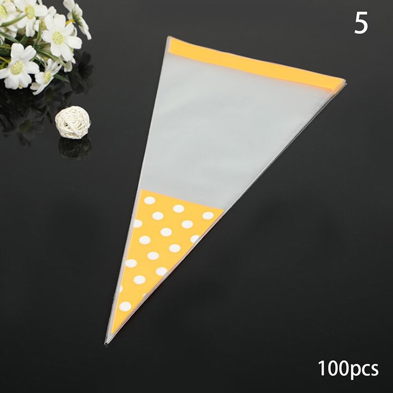 100pcs Transparent Süßigkeiten Verpackung Taschen Hochzeit Geburtstag Party Dekoration Süße Zellophan Candy Tasche Kegel Lagerung Verpackung Tasche: E