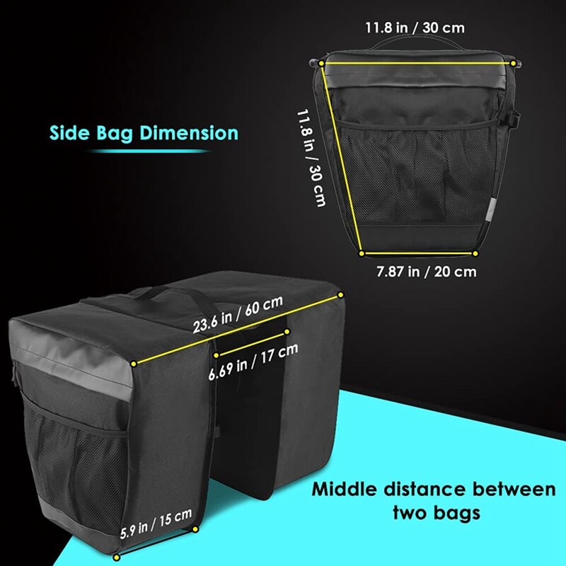 Bike Panniers Rear Rack Bag, 28L Large Capacity Water Resistant Bicycle Trunk Expedition Touring Bag Reflective Bag