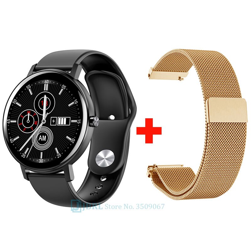 Rotondo Smart Band Donne Degli Uomini Braccialetto Intelligente Inseguitore di Fitness Per Android IOS Smartband Nuovo Full Touch Intelligente Wristband della Fascia di Polso: black add strap 3