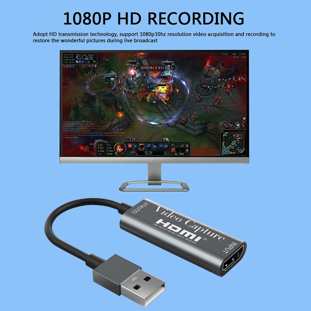 HDMI to USB HD Video Capture Card 1080P USB 2.0 Grabber Record Box for OBS