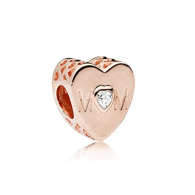 NUOVO 100% 925 Sterling Silver 1:1 Autentico Charm In Oro Rosa Margherite di Cuore-A Forma di Coniglio In Rilievo Clip di Sicurezza Della Catena di Sicurezza: Colore rosa