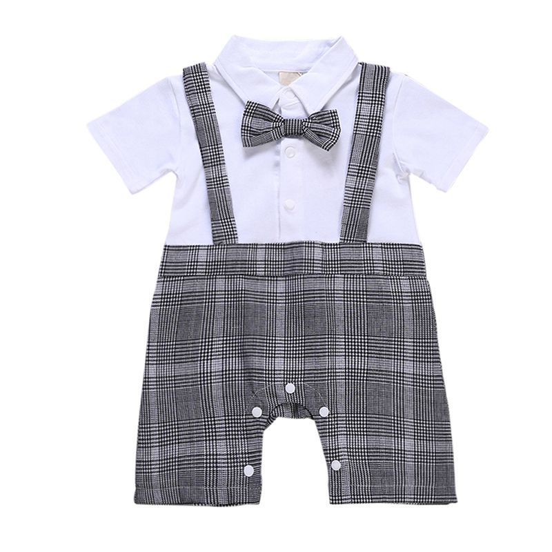 Zomer Baby Boy Rompertjes + Tie Gentleman Pasgeboren Baby Kleding Voor 0-2Y Jongen Jumpsuit Fotografie Kleding Baby Rompertjes