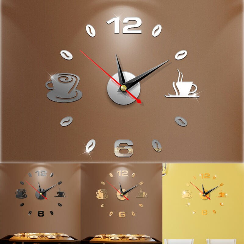 Modern Large DIY 3D Mirror Surface Art Wall Clock Sticker Number Wall Clock Mirror Sticker Home Room modern Office Decor