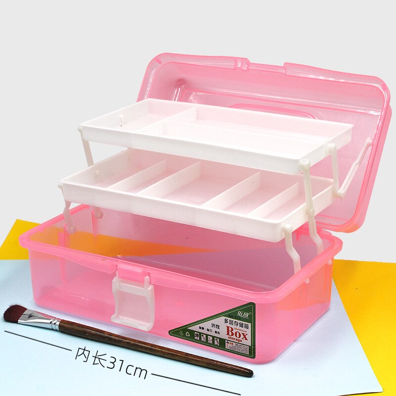 32x18x14cm Multi-grid Plastic Storage Boxes Household Portable Box Makeup Storage Box Small Grocery Box Jewelry Box Tool Box: Pink